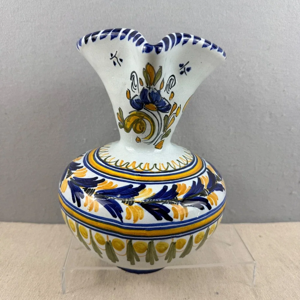 Vintage Spanish Majolica Art‎ Pottery Pitcher Signed VE Monogram Espana